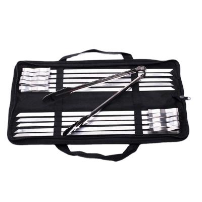 China Amazon Hot Selling Easily Cleaned Long BBQ Spits Stainless Steel BBQ Grilling Fork Sticks Skewer Grill Set Stainless Steel Skewer for sale