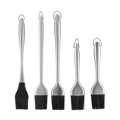 China Sustainable Wholesale Stainless Steel Silicone Basting Brush Silicon Brush Heatproof Oil With Kitchen Baking Pastry Brush for sale