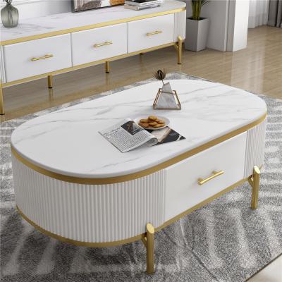 China Modern Home Coffee Table Light Luxury Marble Furniture Top Home White Coffee Table for sale