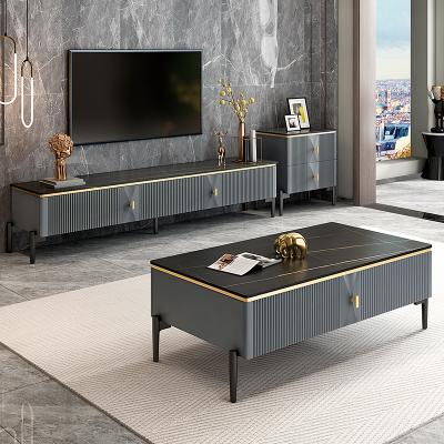 China New Design 2021 Modern European Style Living Room Light Luxury Coffee Table TV Stand Modern Living Room Set for sale