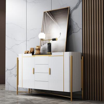 China Nordic High Quality Wood Marble Style Dining Room Top Cabinet Storage Cabinet With Drawers Sideboard for sale