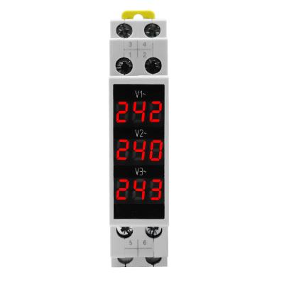 China 1PC AC80-500V 1VA V1V2V3 BV-3R Three-phase Modular Voltmeter Three-Display Din Rail Voltage Meter BV-3R for sale