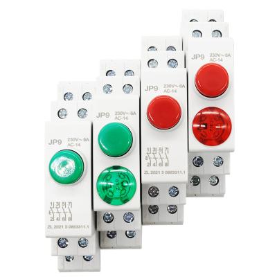 China Green Signal 220V 24VAC/DC JP9 Driver Lights Power Button Red Indicator Light Type Rail for sale