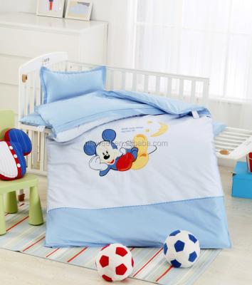 China Originals Micheal Mouse Home Use Embroidery 3 Piece Baby Use Bedtime Bedding Set for sale