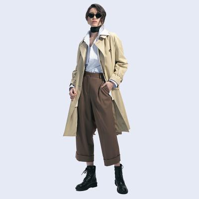 China 2022 Fashion Simple Women's Overcoat Women's Casual Ditch Coat 100% Windproof Long for sale