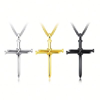 China Fashionable Explosive Steel Cross Necklace Classic Titanium Stainless Steel Stud Simple Pendant Necklace Jewelry for sale