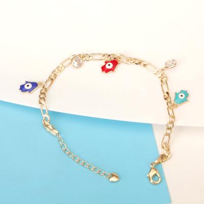 China Wholesale TRENDY Evil Eyes Women Red Blue Evil Eyes Charm Jewelry 18k Gold Plated Turkish Evil Eyes Bracelet for sale