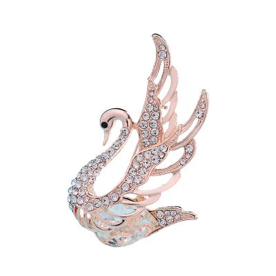 China Crystal 6 Colors Choose Elegant Rhinestone Crystal Swan Brooches For Women Animal Pins And Brooches Shape Jewelry 2022 for sale