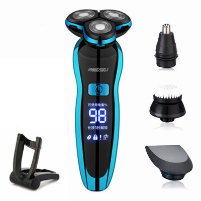 China Chargeable Triple Blade Waterproof Convenient Household With LED Light Travel Shaver Rechargeable Triple Blade Electric Men's Electric Shaver for sale