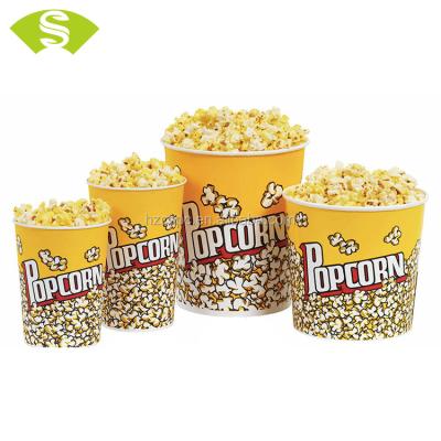 China Waterproof Custom Printed Popcorn Bucket Fried Chicken Paper Disposable Paper Bucket for sale