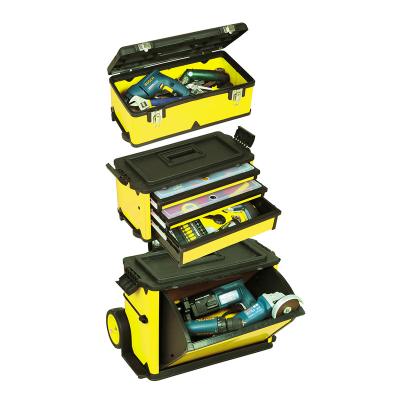 China It Can Be Separated Into Three Parts Metal Two Wheel Folding Cart Box 23 Inch Customized 3 Layer Tool Box for sale