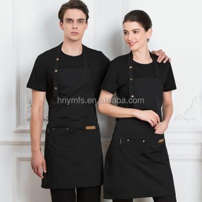 China OEM Kitchen Cooking Apron Tc Fabric Black Kitchen Bib Aprons for sale