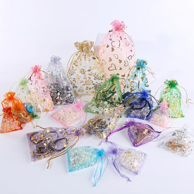 China Custom Jewelry Organza Shopping Bags for Crystal Fabric Gift Bags Digital Printing Ribbon Drawstring Bags for sale