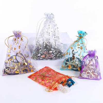 China Custom Jewelry Organza Bags For Lipstick Gift Packaging Bags With Logo Printing Drawstring Packaging Bags for sale