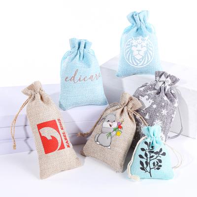 China Drawsting White Jewelery Bags Drawstring Bags For Candy Packaging Burlap For Travel Logo Linen Pouches Custom Soap Burlap Drawstring 100 Pcs for sale