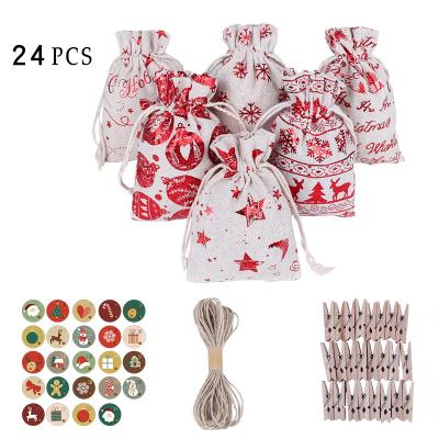 China Jewelry Candy Favor Bags For Gifts 24Pcs Wedding Party Jute Drawstring Christmas Stocking Gift Pouch for sale