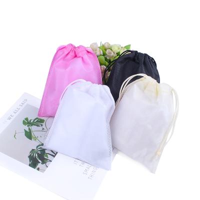 China Business& Buying Stock 20*28CM Logo Gift Ice Crampon Drawstring Custom Nonwoven Cheap Nonwoven Bag Pink Black Beige for sale