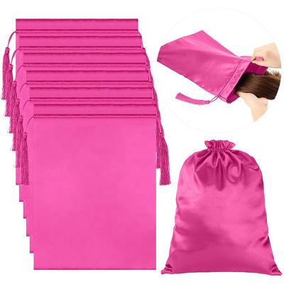 China Drawsting Fashion Hair Extension Widely Using Daily Party Birthday Wedding Storage Satin Wig Custom Packaging Bag for sale