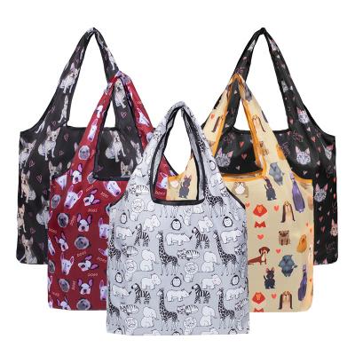 China Cartoon Animal Eco 38*40CM Handled Reusable Polyester Shopping Handle Bags Red White Black for sale