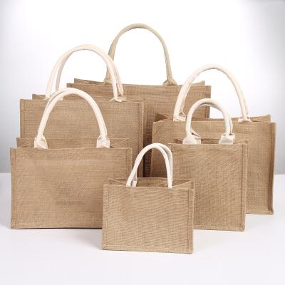 China Eco-Friendly Factory Natural Jute Bags Custom Tote Bags New Arrival Eco Friendly Reusable Waterproof Jute Burlap Shopping Bags for sale