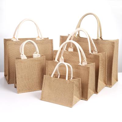 China Good Selling Eco-friendly Custom Made Recyclable Jute Tote Bags China Factory Hessian Tote Bags Hot On Amazon Custom Shopping Bags for sale