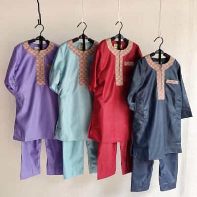 China Stain Embroidery Stain Embroidery Round Neck Simple Kids Muslim Two Piece Set Muslim Abaya Clothing for sale