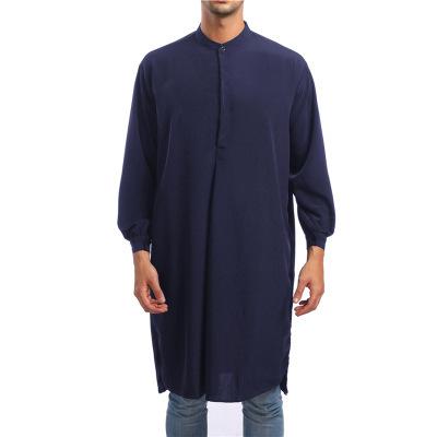 China Simple Design Shirt Collar Viable Men's Clothing Muslim Long Dress Casual Islam Long Shirt for sale