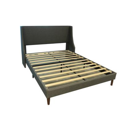 China Firm Kainice Customized Gray Bed Fabric Headboard Double Bed Frame Upholstered Beds For Bedroom for sale