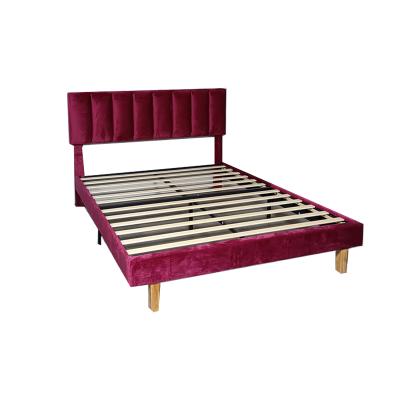 China Kainice Ornate Customized Burgundy Velvet Bed Frame Queen Bed Frame Upholstered Beds For Bedroom for sale