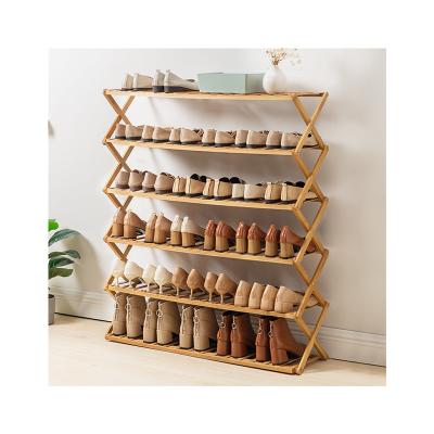 China Kainice Foldable Cheap Foldable Shoe Rack Bamboo Shoe Rack Shoes Storage For Living Room for sale