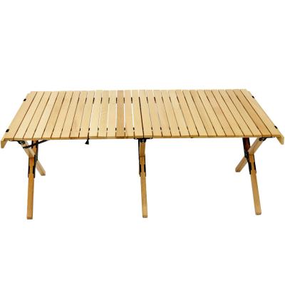 China Kainice Farm Customized Wooden Portable Comping Roll Table Outdoor Dining Table Wine Folding Table For Patio for sale