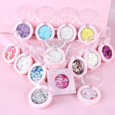 China Wholesale 14 Colors Glitter Makeup Waterproof Single Pigmented Metallic Eyeshadow Glitter Eyeshadow Palette for sale