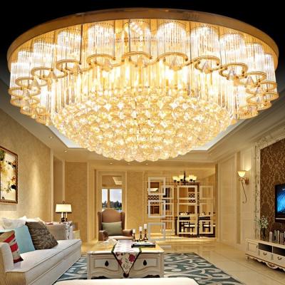 China Surface Mounted Luxury Crystal Chandelier Mounted Gold Metal Ceiling Lamp For Hotel Hotel Lobby JY8106 for sale