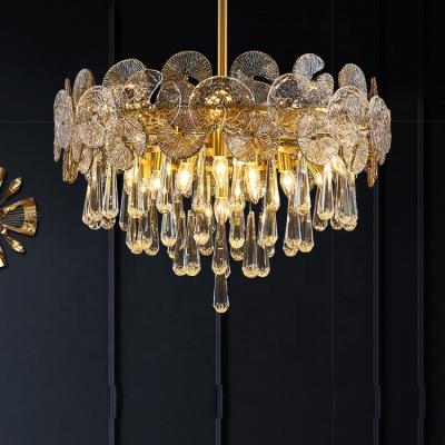 China Post-modern luxury copper material crystal chandelier high quality crystal pendant lamp JY9311 for sale