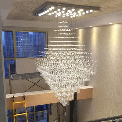 China Pluslamp Hotel Crystal Ceiling Light LED Stairs Outdoor Mounted Crystal Ceiling Lamp Chandelier Lighting JY8120 for sale