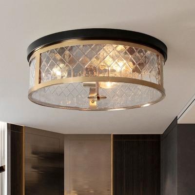 China Modern Clear Acrylic Black and Gold Exterior Mounted Metal Ceiling Lamp for Home Indoor American Lamp JY8127 for sale