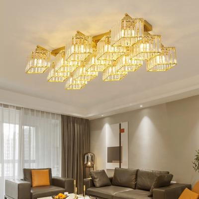 China Clear Crystal Luxury Square Leak Ceiling Chandelier Decor Outdoor Mounted Nice Ceiling Lamp JY8122 for sale