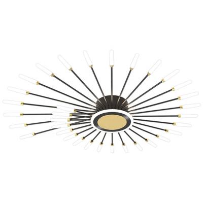 China Surface Mounted Simple Black Metal White Acrylic Led Fireworks Chandelier Ceiling Lamp JY8103 for sale