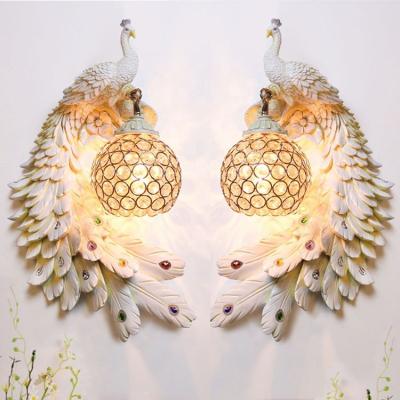 China Mid Century Indoor Peacock Wall Lamps Modern Design Decorative Crystal Wall Light JY7140 for sale