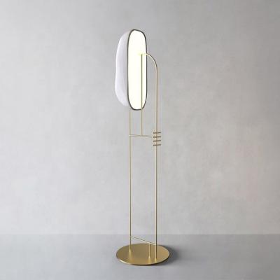 China Modern Luxury Metal Gold Finish Metal Floor Lamp Shade Fabric Design Light Special Floor Lamp JY5124 for sale