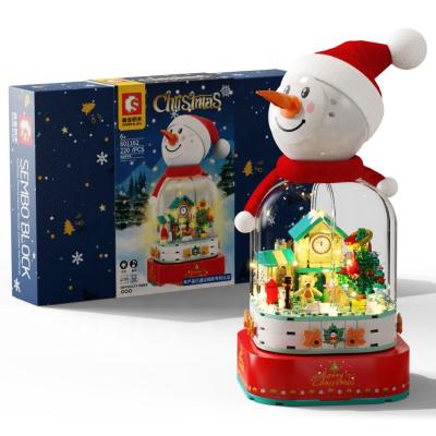 China Building Toy SEMBO 601162 Taolehui Christmas Series Snowman Led Music Box Christmas Building Block Light Educational Toys For Christmas Gifts for sale