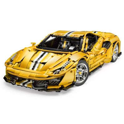 China Construction Toy CADA RC Car 1:8 Building Block Set Toy For Kid, Supercar Yellow STEM Building Toys For New Years Gift C61057 for sale