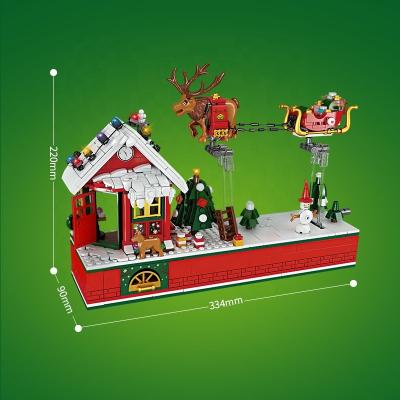 China Holiday Educational Santa and Reindeer Exclusive Building Toy Amazon Hot Selling Toys Sleigh Set Diy Building Blocks for Christmas Party for sale