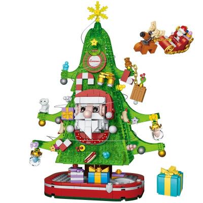 China Building Toy Santa With Reindeers Christmas Brick Set Gifts Tree Building Block Kits Christmas Toys For Children 2022 for sale