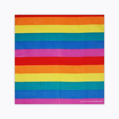 China Beautiful Birthday Party Multifunctional Pattern Factory Supply Cotton Square Cooling Rainbow Colors Bandana for sale