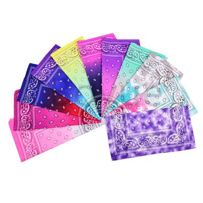 China Multifunctional Multicolor Embroidered Square Bandana Polyester Paisley Tie Dye Unisex Designer for sale