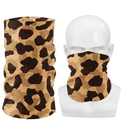 China Outdoor Activities Wholesale Outdoor Camping Fishing Face Multifunctional Seamless Neck Polyester Leopard Recycling Warmer Cuff for sale