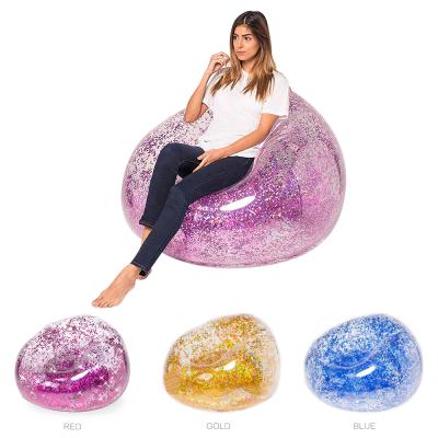 China (Other) Rose Gold Glitter Inflatable Chair Sleeping Bag Air Beach Bed Adjustable Lazy Outdoor Camping Portable Sofa for sale