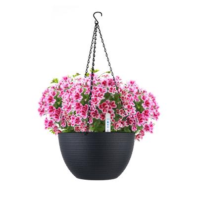 China Scandinavian Plastic Flower Pot Self Watering With Water Level Indicator Plastic Planters Flower Pot Hanging Planter for sale