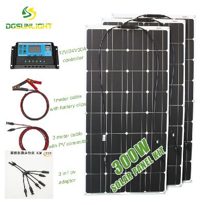 China Factory direct supply 300w outdoor activities PET mono flexible solar panel kit for camping other for sale